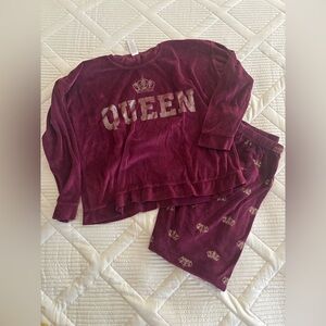 Place Burgundy Pajama Set with Crown Design